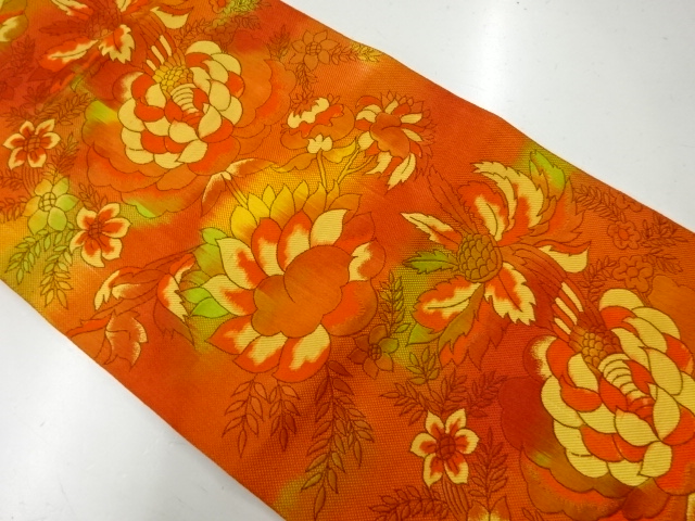 JAPANESE KIMONO / VINTAGE NAGOYA OBI / CHIKUZEN HAKATA / WOVEN FLORAL PLANTS